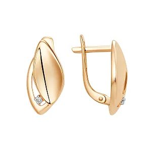 Серьги из красного золота с фианитами