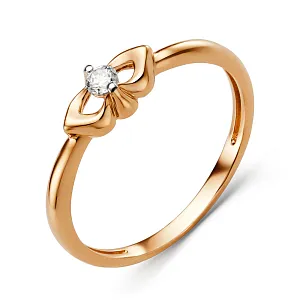 Кольцо из красного золота с фианитом