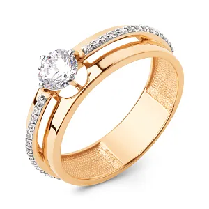 Кольцо из красного золота с фианитами