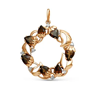 Подвеска из красного золота с раухтопазами