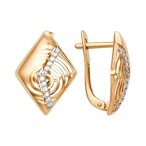 Серьги из красного золота с фианитами