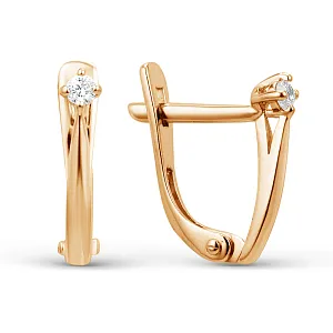 Серьги из красного золота с фианитами