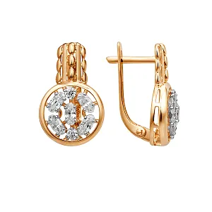 Серьги из красного золота с фианитами