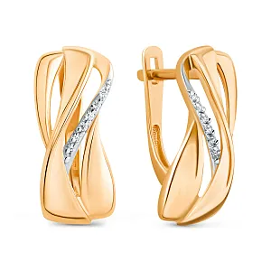 Серьги из красного золота с фианитами