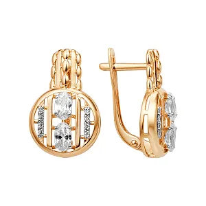 Серьги из красного золота с фианитами