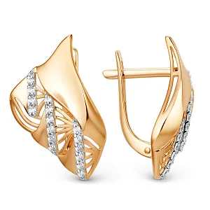 Серьги из красного золота с фианитами