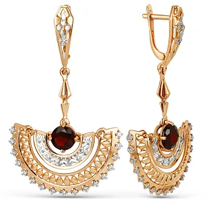 Серьги из красного золота с гранатами