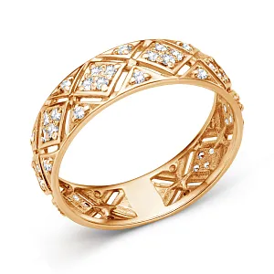 Кольцо из красного золота с фианитами