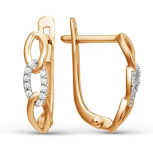 Серьги из красного золота с фианитами