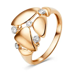 Кольцо из красного золота с фианитами