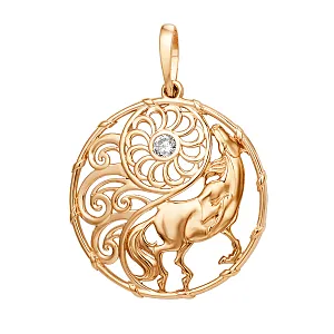 Подвеска из красного золота с фианитом