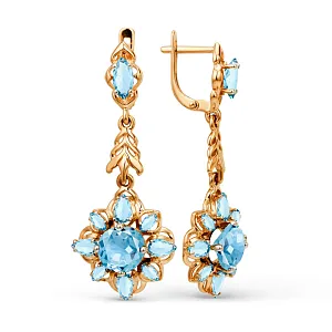 Серьги из красного золота с топазами