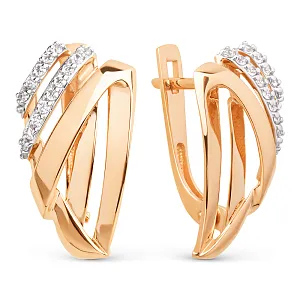 Серьги из красного золота с фианитами