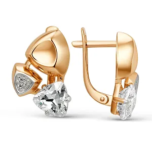 Серьги из красного золота с фианитами