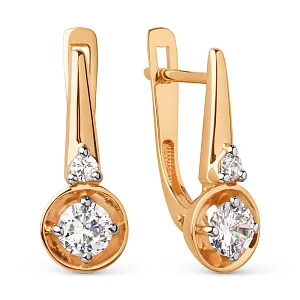 Серьги из красного золота с фианитами