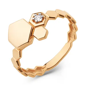 Кольцо из красного золота с фианитом