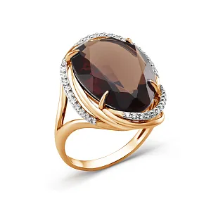 Кольцо из красного золота с раухтопазом