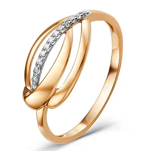 Кольцо из красного золота с фианитами