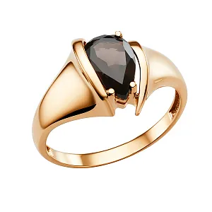 Кольцо из красного золота с раухтопазом