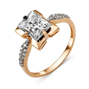 Кольцо из красного золота с фианитами