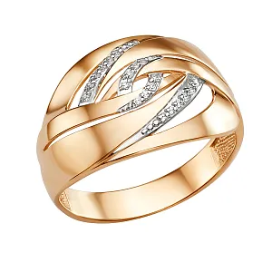 Кольцо из красного золота с фианитами