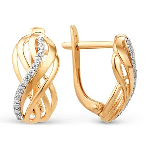 Серьги из красного золота с фианитами