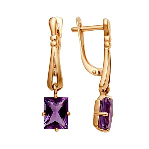 Серьги из красного золота с аметистами