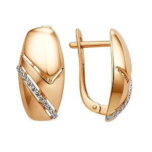 Серьги из красного золота с фианитами