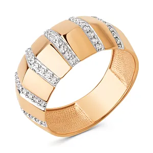 Кольцо из красного золота с фианитами