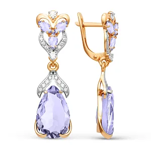 Серьги из красного золота с аметистами
