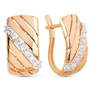 Серьги из красного золота с фианитами