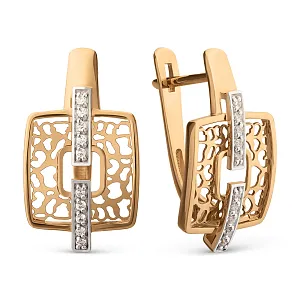 Серьги из красного золота с фианитами