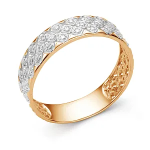 Кольцо из красного золота с фианитами