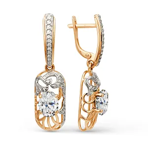 Серьги из красного золота с фианитами