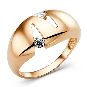 Кольцо из красного золота с фианитами