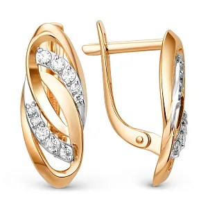 Серьги из красного золота с фианитами