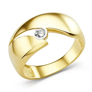 Кольцо из желтого золота с фианитом