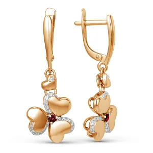 Серьги из красного золота с корундами