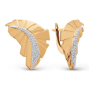 Серьги из красного золота с фианитами