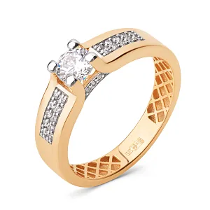 Кольцо из красного золота с фианитами