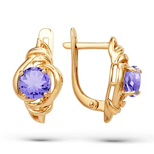 Серьги из красного золота с аметистами