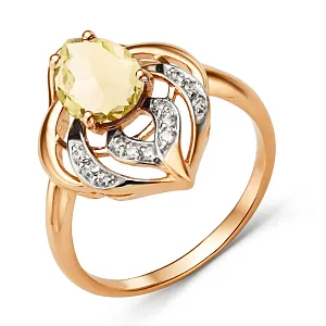 Кольцо из красного золота с цитрином