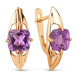 Серьги из красного золота с аметистами