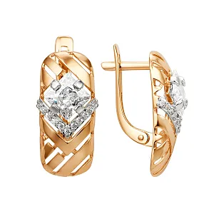 Серьги из красного золота с фианитами