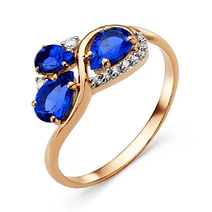 Кольцо из красного золота с корундами