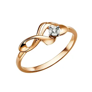 Кольцо из красного золота с фианитом