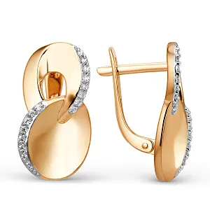 Серьги из красного золота с фианитами