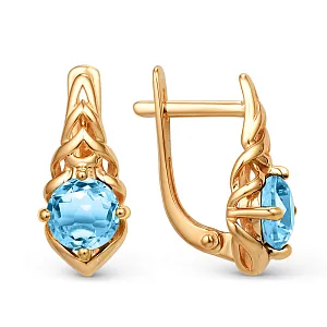 Серьги из красного золота с топазами