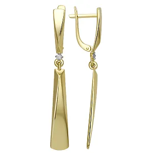 Серьги из желтого золота с фианитами