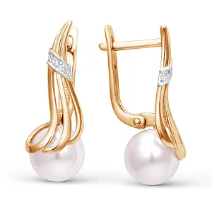 Серьги из красного золота с фианитами